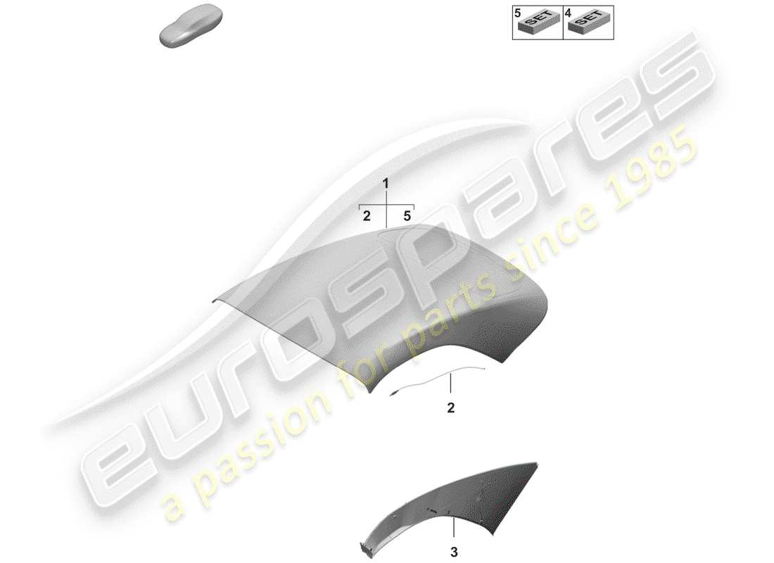 porsche 992 (2020) convertible top covering part diagram