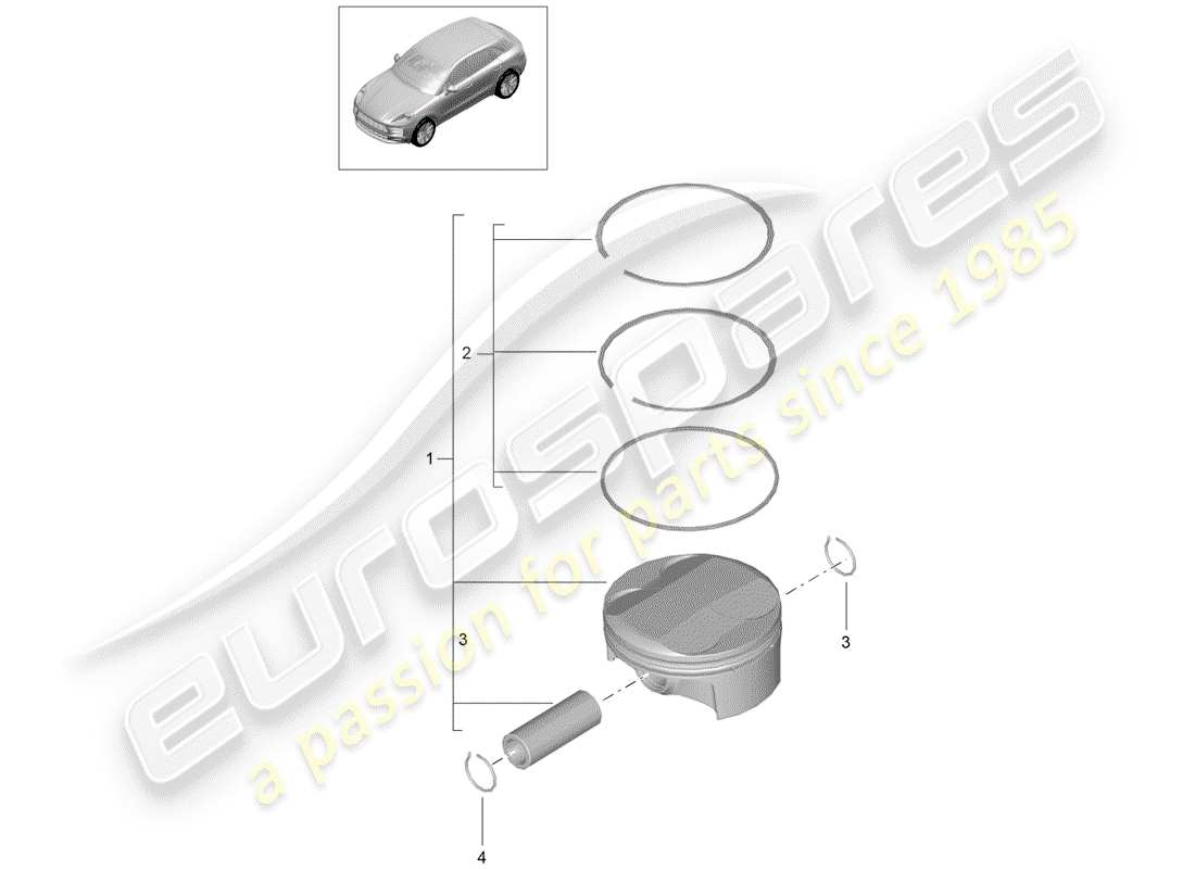 porsche macan (2020) piston part diagram