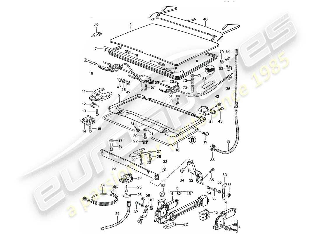 porsche 924s (1988) lifting roof part diagram