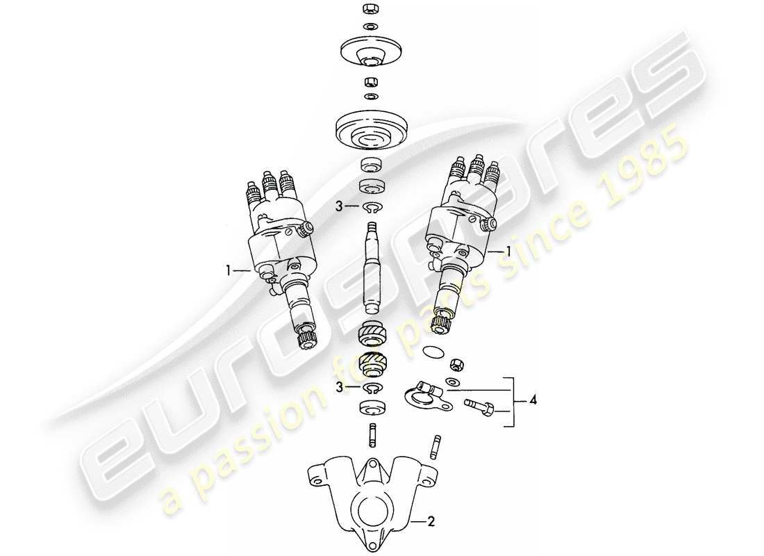 porsche 356/356a (1958) distributor - driving mechanism parts diagram