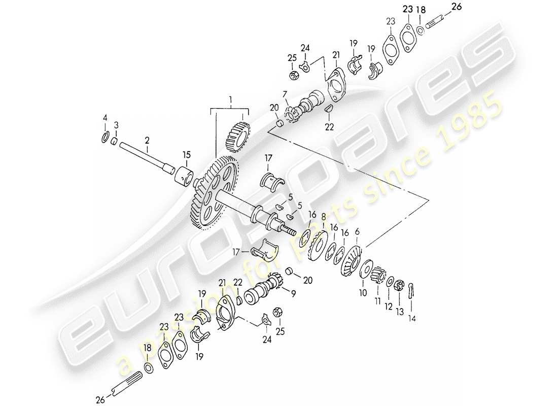 porsche 356/356a (1958) driving mechanism - for - valve control part diagram