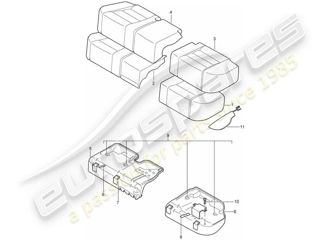 porsche cayenne (2003) seat covers part diagram