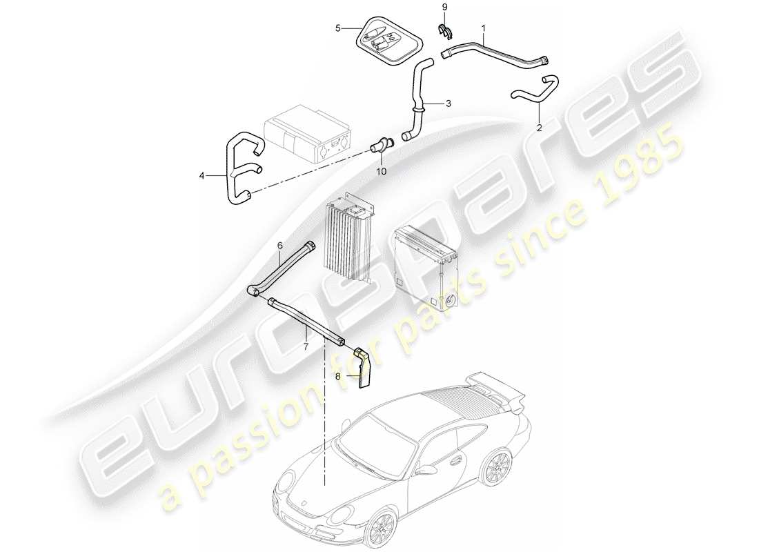 porsche 997 t/gt2 (2007) luggage compartment part diagram