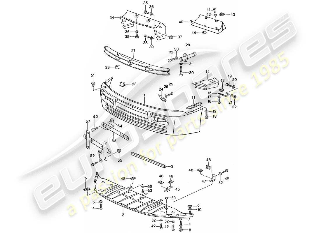 porsche 944 (1989) cover for bumper - bumper part diagram