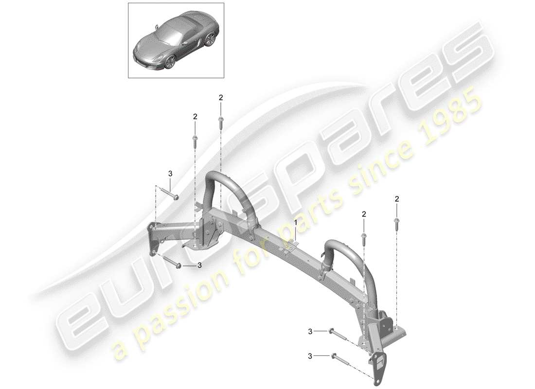 porsche boxster 981 (2012) roll bar parts diagram