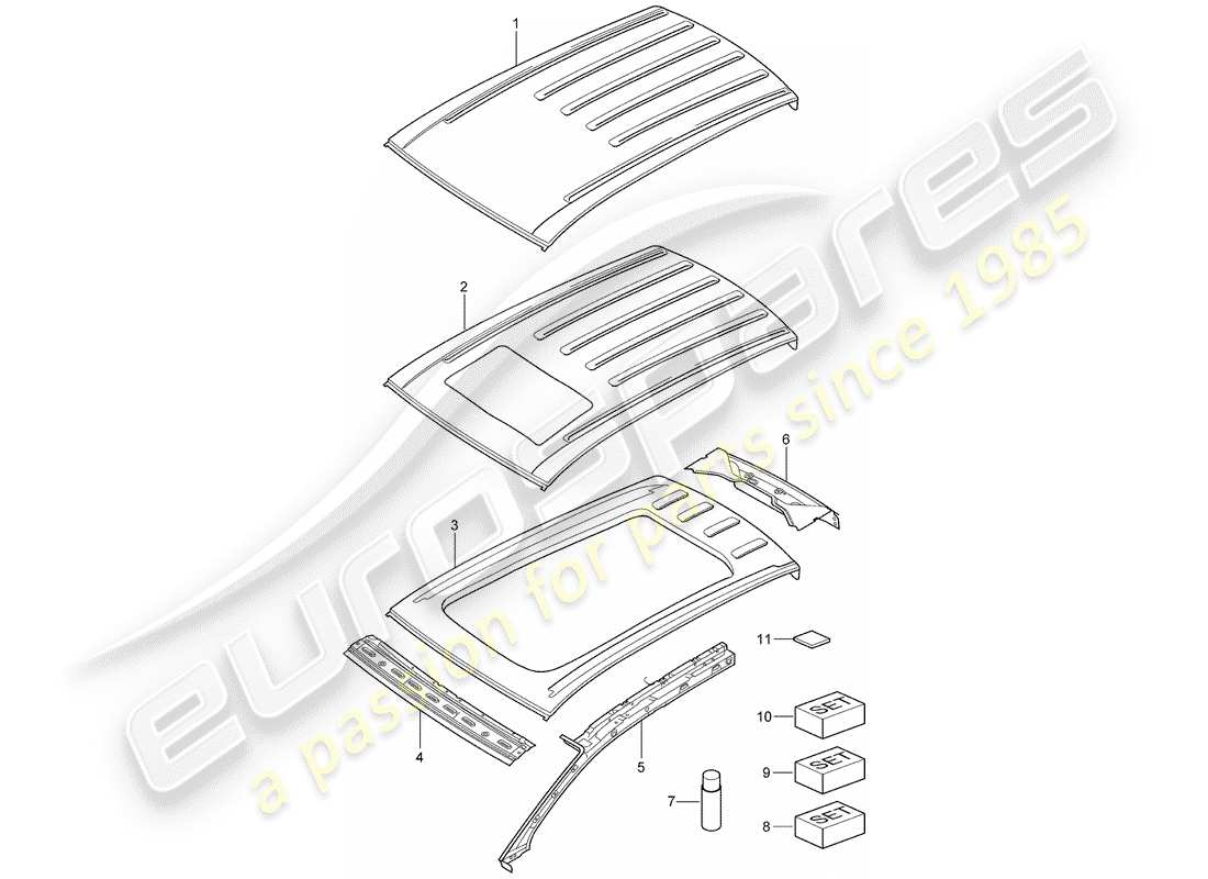 porsche cayenne (2003) roof part diagram