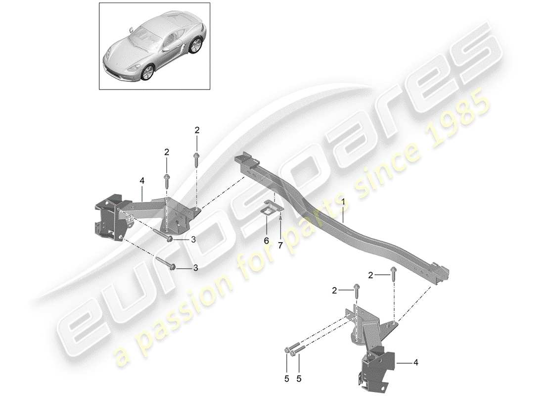 porsche 718 cayman (2018) cross member parts diagram