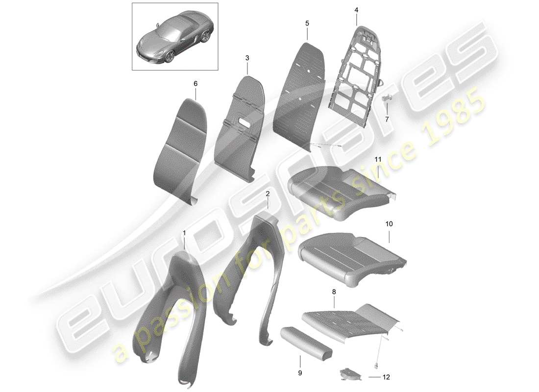 porsche boxster 981 (2013) foam part parts diagram