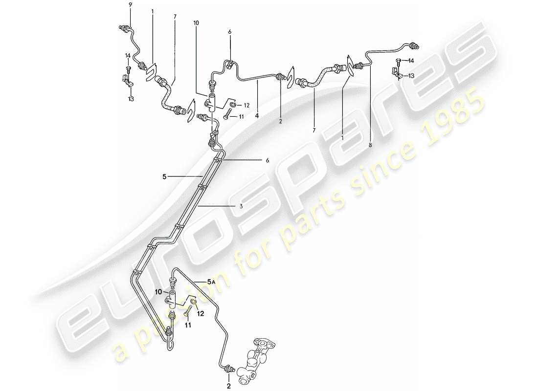 porsche 924 (1976) brake lines parts diagram