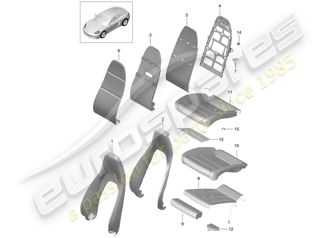 porsche 718 cayman (2019) foam part parts diagram