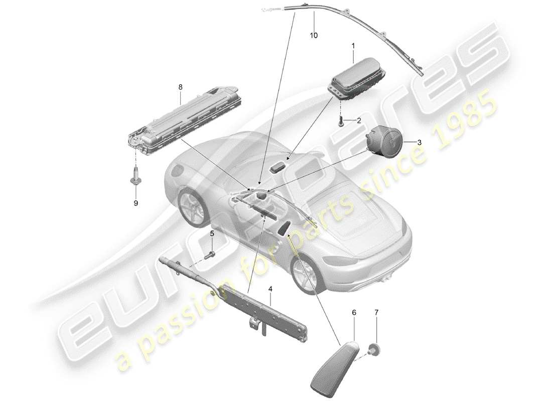 porsche 718 cayman (2017) airbag parts diagram