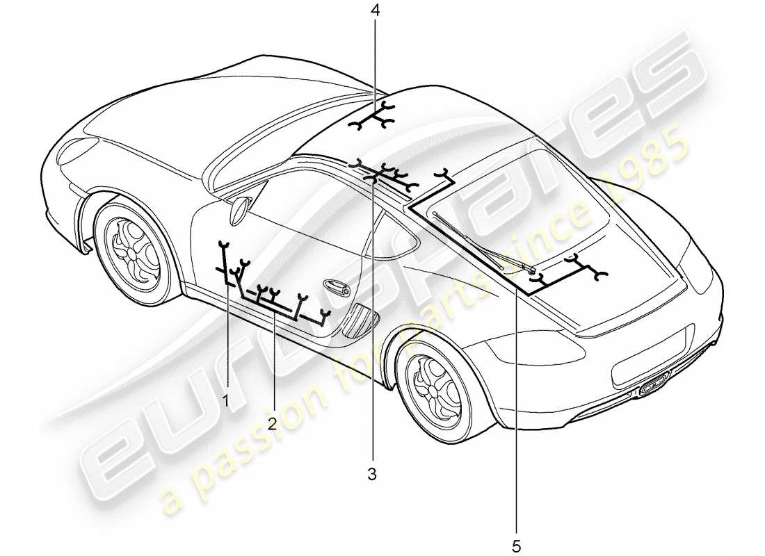 porsche cayman 987 (2010) wiring harnesses parts diagram