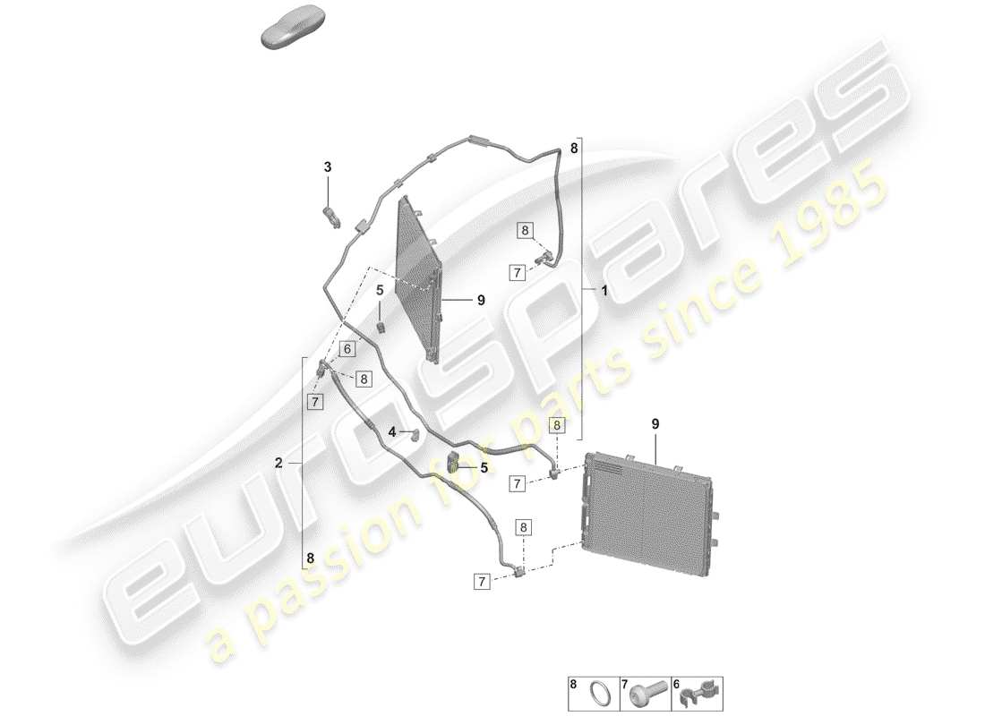 porsche 992 (2020) air conditioner part diagram