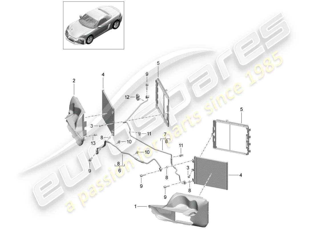 porsche 718 boxster (2018) refrigerant circuit parts diagram
