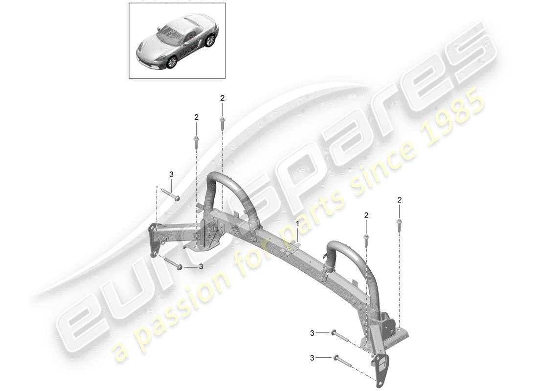 porsche 718 boxster (2019) roll bar part diagram