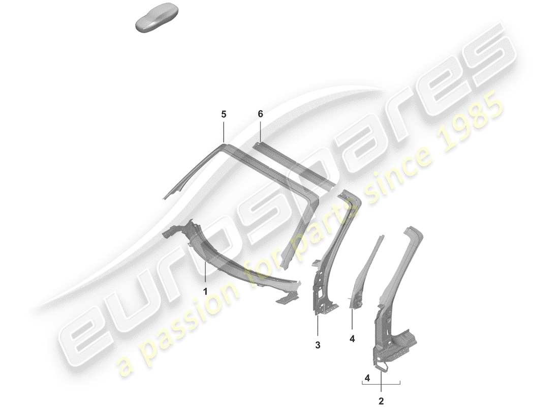 porsche 992 (2020) a-pillar part diagram