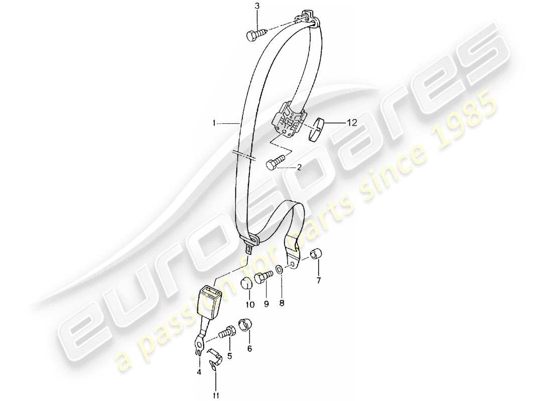 porsche 996 (2000) three-point seat belt part diagram