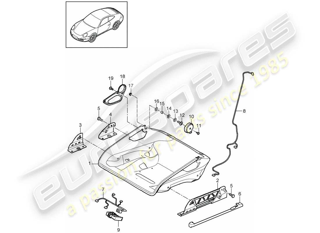 porsche 997 gen. 2 (2009) seat parts diagram