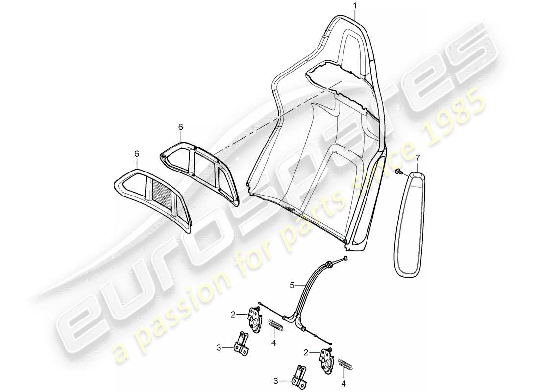 porsche cayman 987 (2007) backrest shell parts diagram