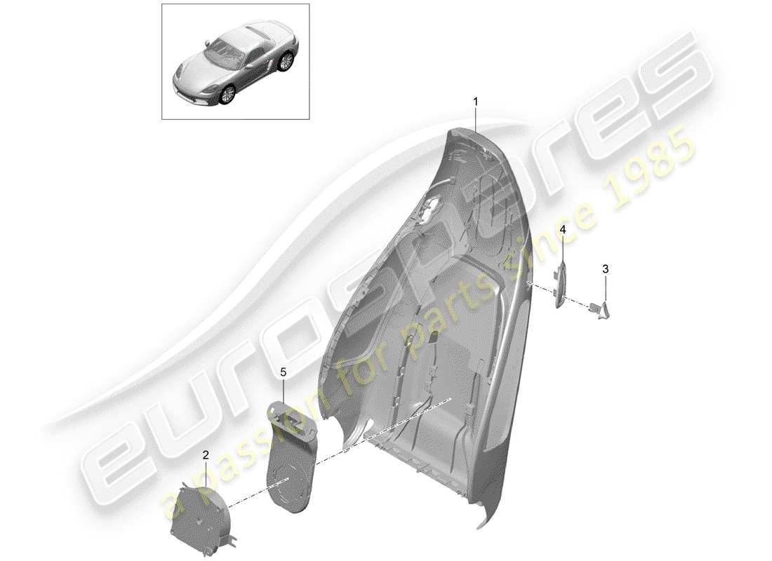 porsche 718 boxster (2017) backrest shell part diagram