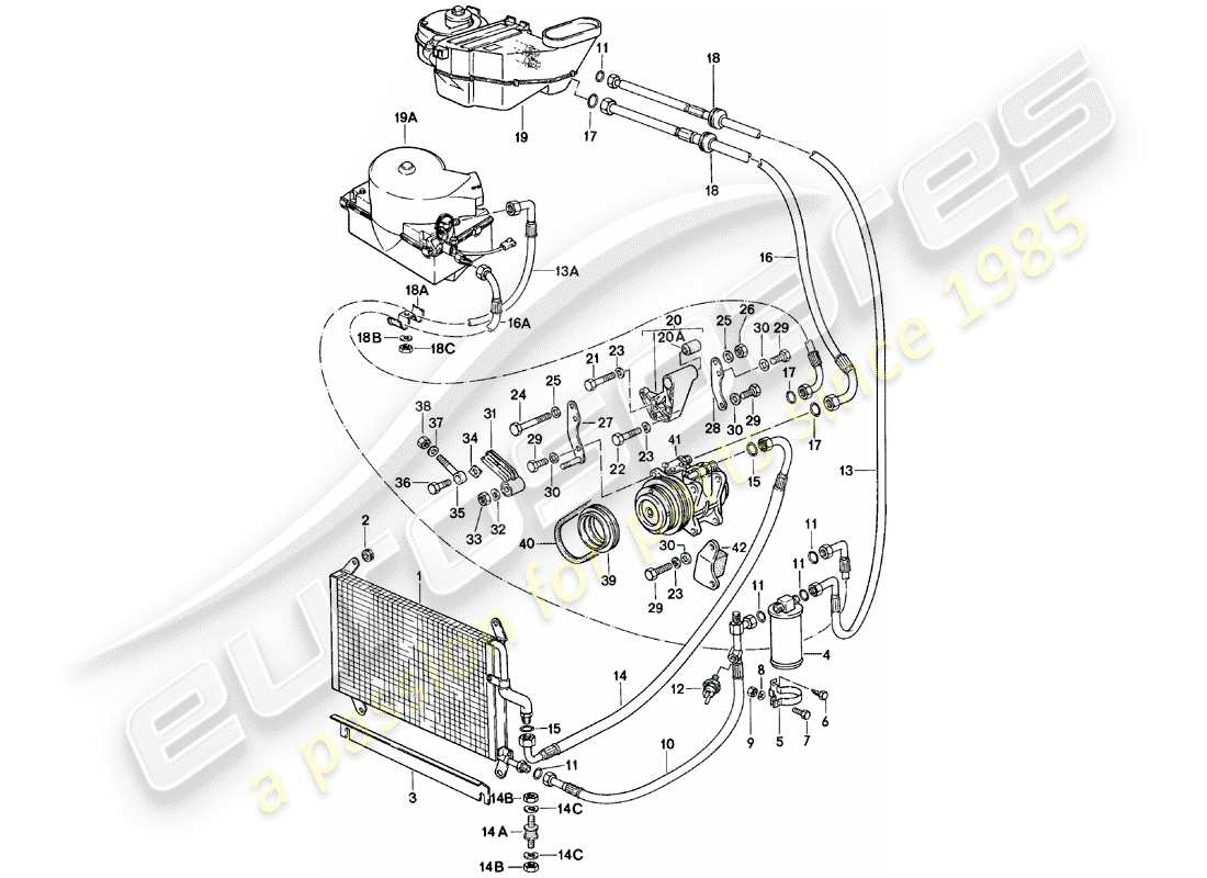 porsche 924 (1980) air conditioner part diagram