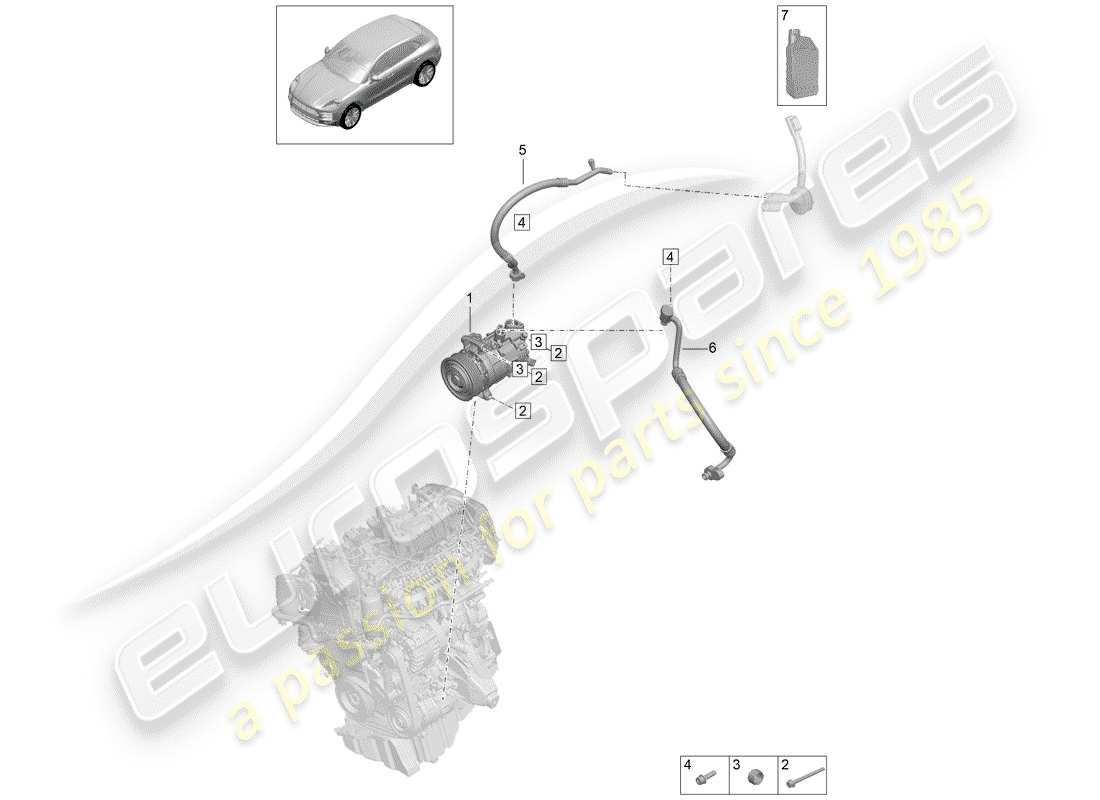 porsche macan (2020) air conditioner compressor part diagram