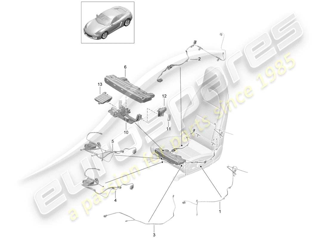 porsche cayman 981 (2014) wiring harnesses parts diagram