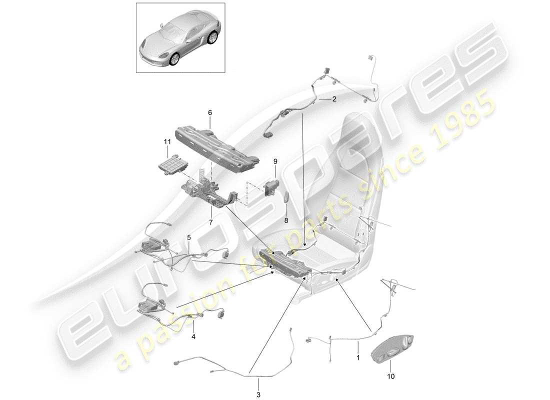 porsche 718 cayman (2020) wiring harnesses parts diagram