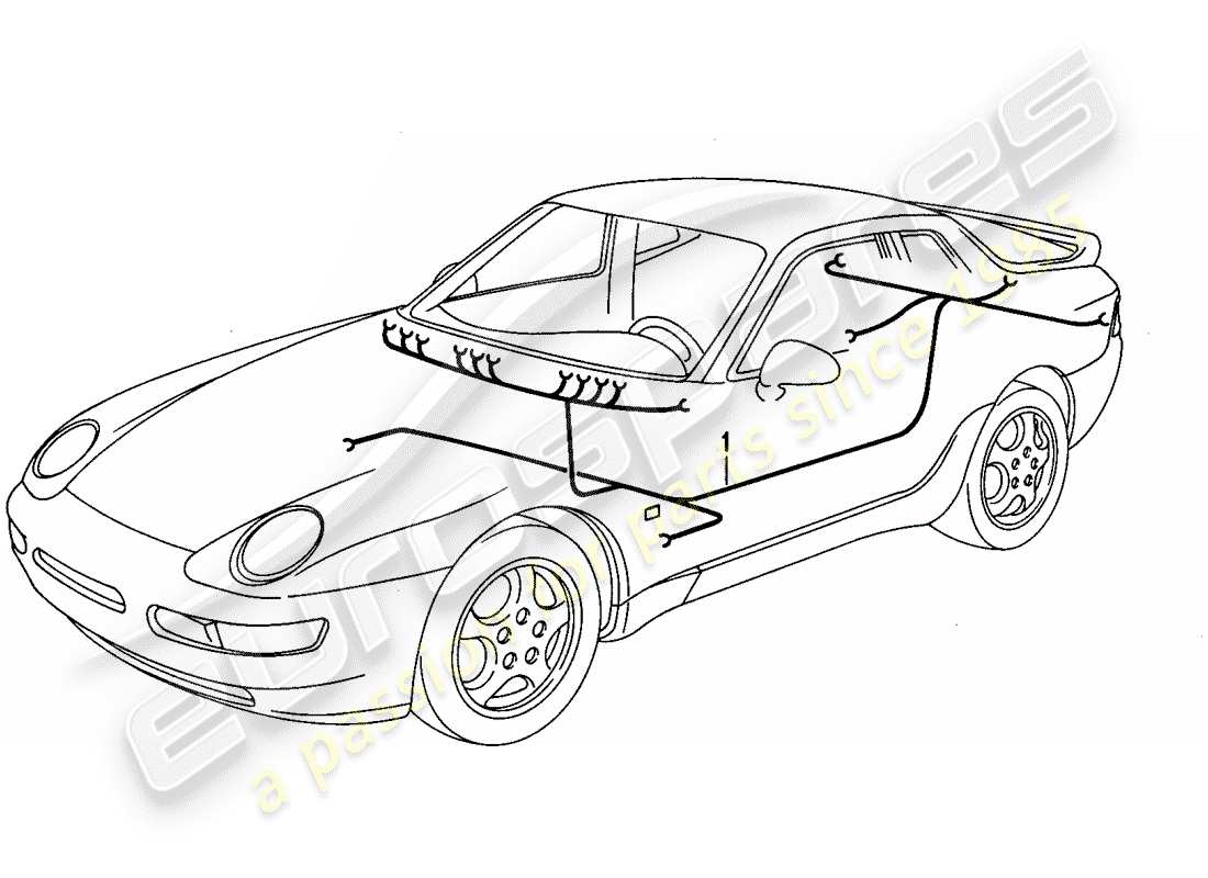 porsche 968 (1994) wiring harnesses - passenger compartment part diagram