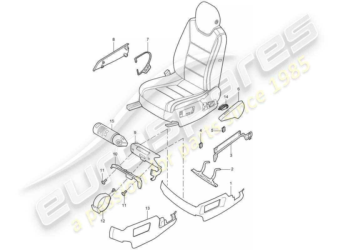 porsche cayenne (2003) seat frame parts diagram