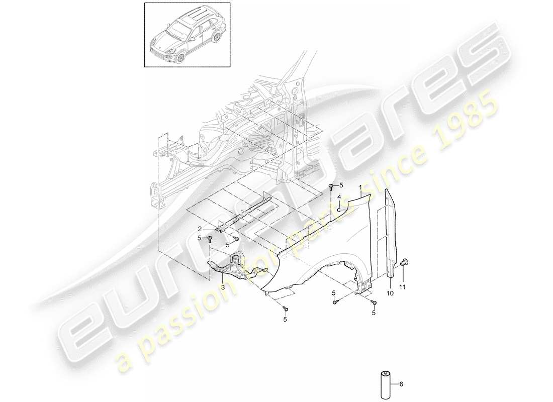 porsche cayenne e2 (2013) fender part diagram