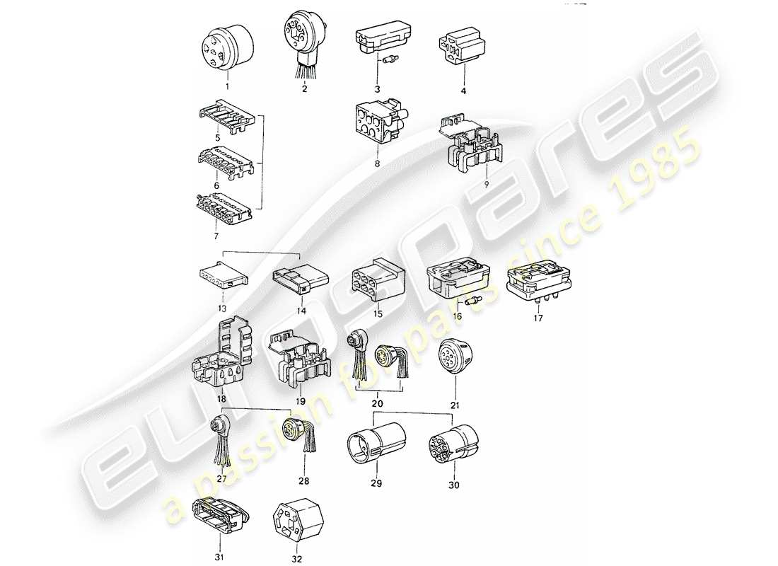 porsche 964 (1990) connector housing part diagram