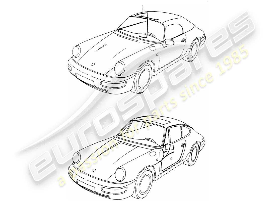 porsche 964 (1991) wiring harnesses - convertible top control - driver's door - passenger's door part diagram