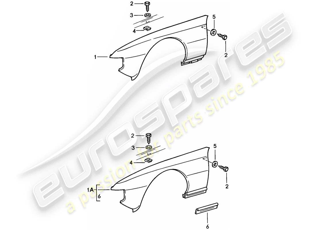 porsche 924 (1976) fender parts diagram