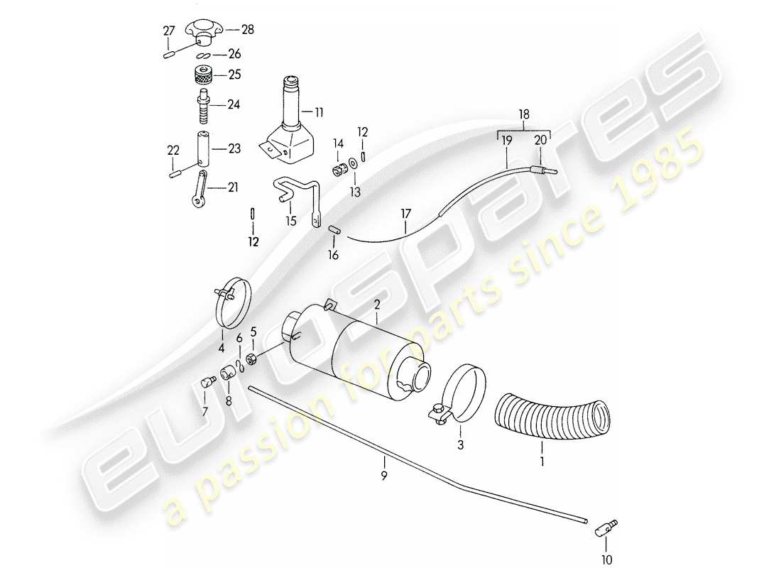 porsche 356/356a (1952) heating air supply parts diagram