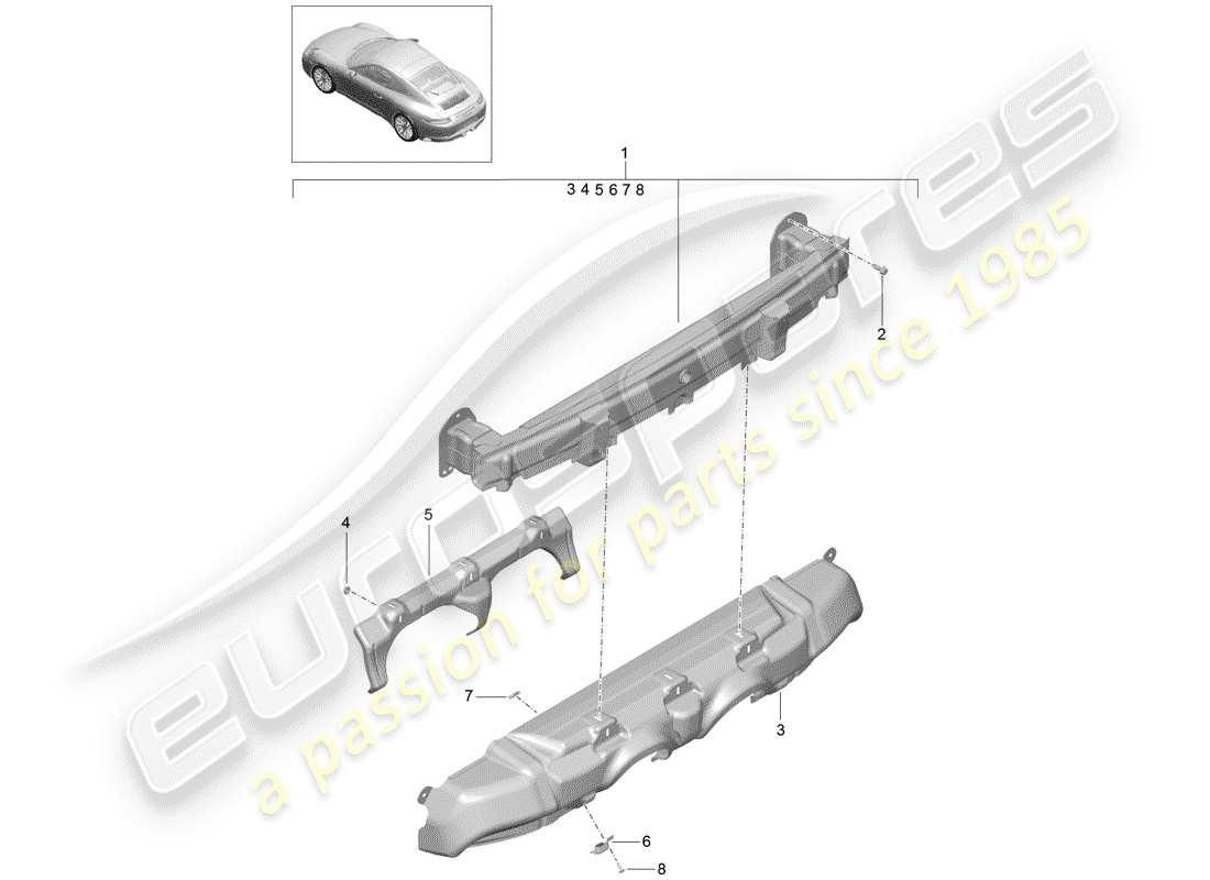 porsche 991 gen. 2 (2019) bumper bracket part diagram