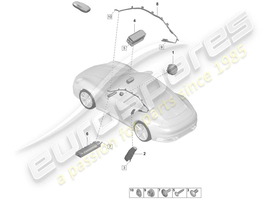 porsche 992 (2020) airbag part diagram