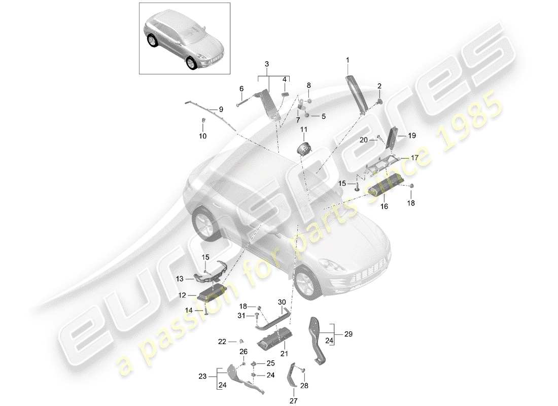 porsche macan (2014) airbag part diagram