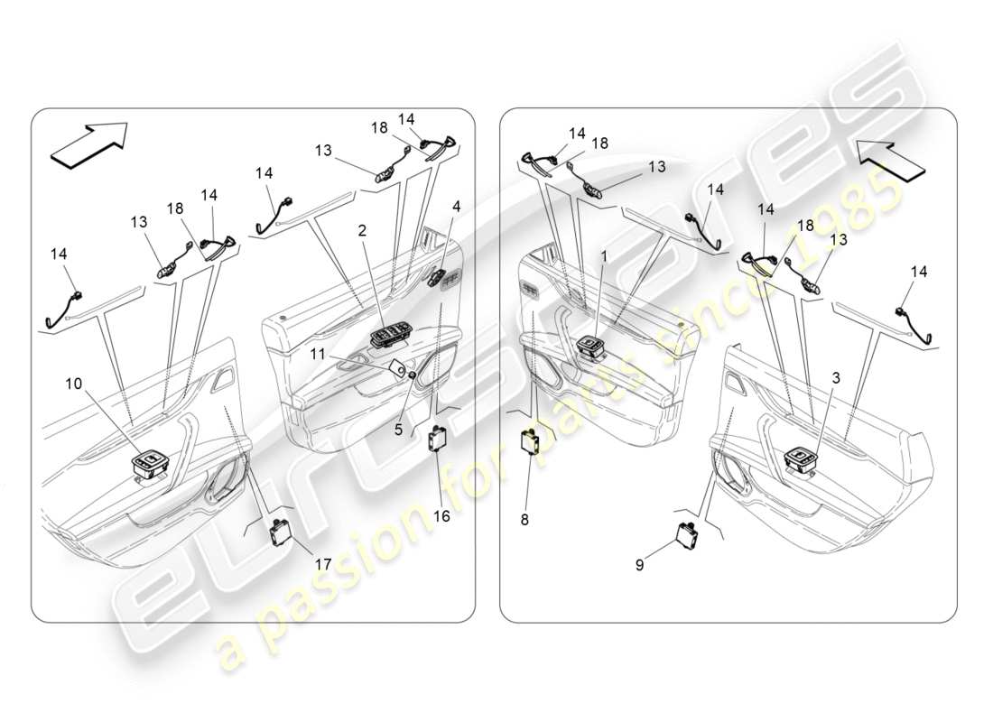 maserati qtp 3.0 bt v6 410hp (2014) door devices part diagram