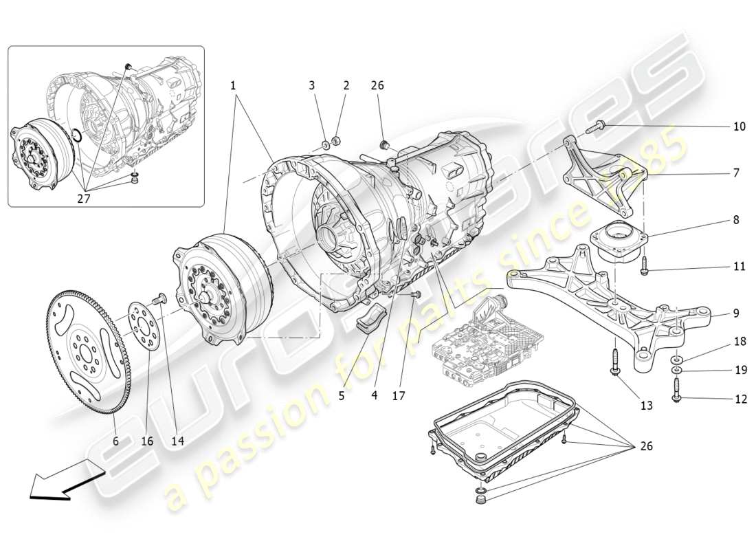 maserati qtp 3.0 tds v6 275hp (2015) gearbox housings part diagram