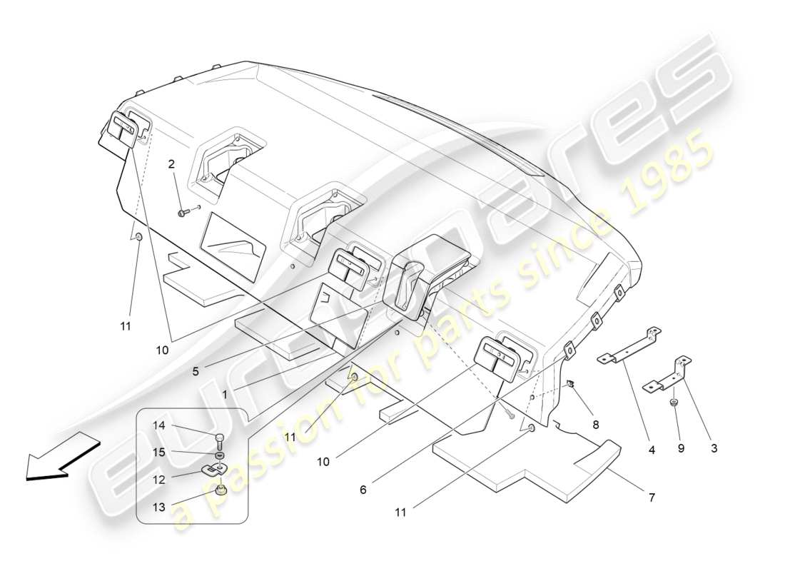 maserati qtp 3.0 tds v6 275hp (2015) rear parcel shelf part diagram