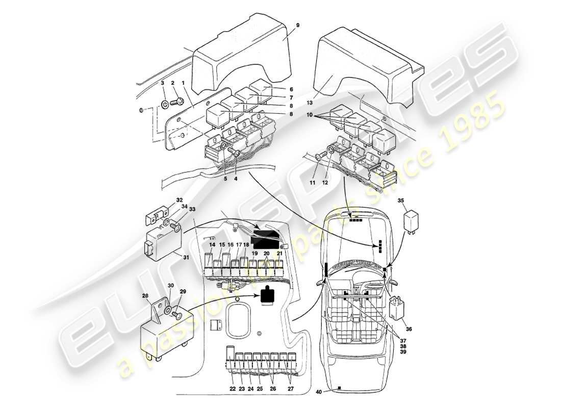 aston martin v8 volante (2000) relays, to vin 89026 part diagram