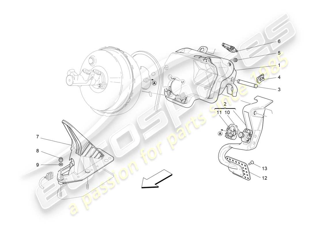 maserati qtp 3.0 tds v6 275hp (2015) complete pedal board unit part diagram