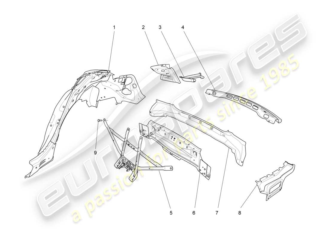 maserati qtp 3.0 bt v6 410hp (2014) bodywork and rear outer trim panels parts diagram