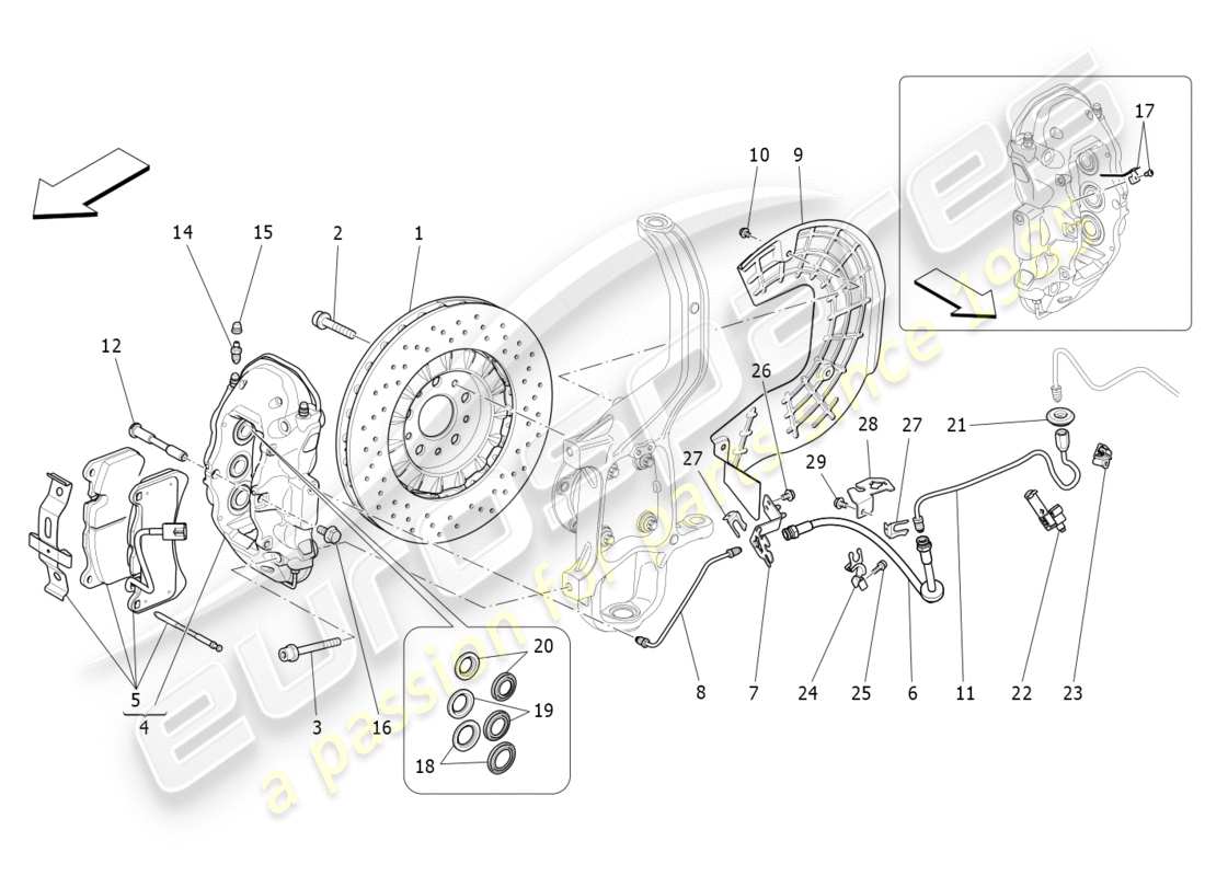 maserati qtp 3.0 tds v6 275hp (2015) braking devices on front wheels part diagram