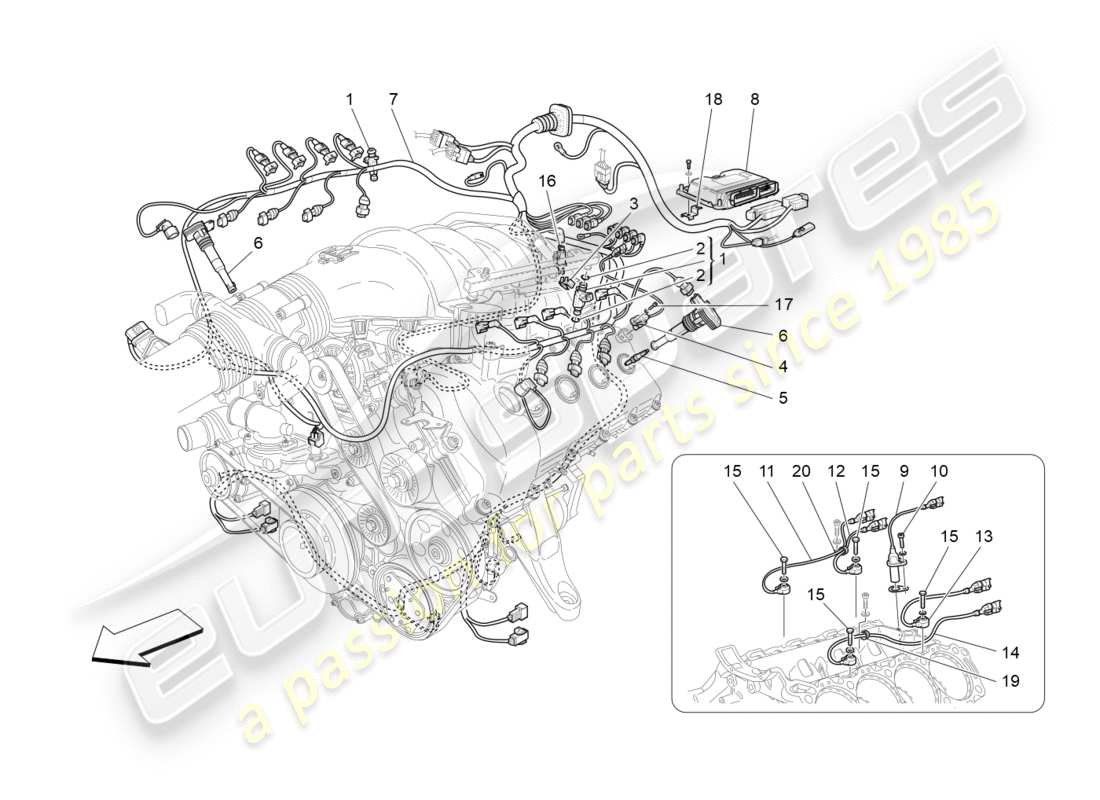 maserati granturismo (2011) electronic control: injection and engine timing control parts diagram