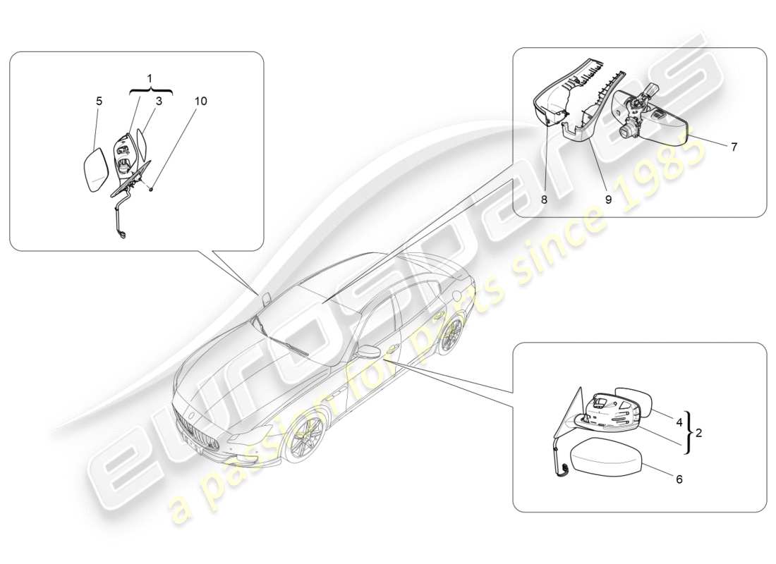 maserati qtp 3.0 tds v6 275hp (2015) internal and external rear-view mirrors part diagram