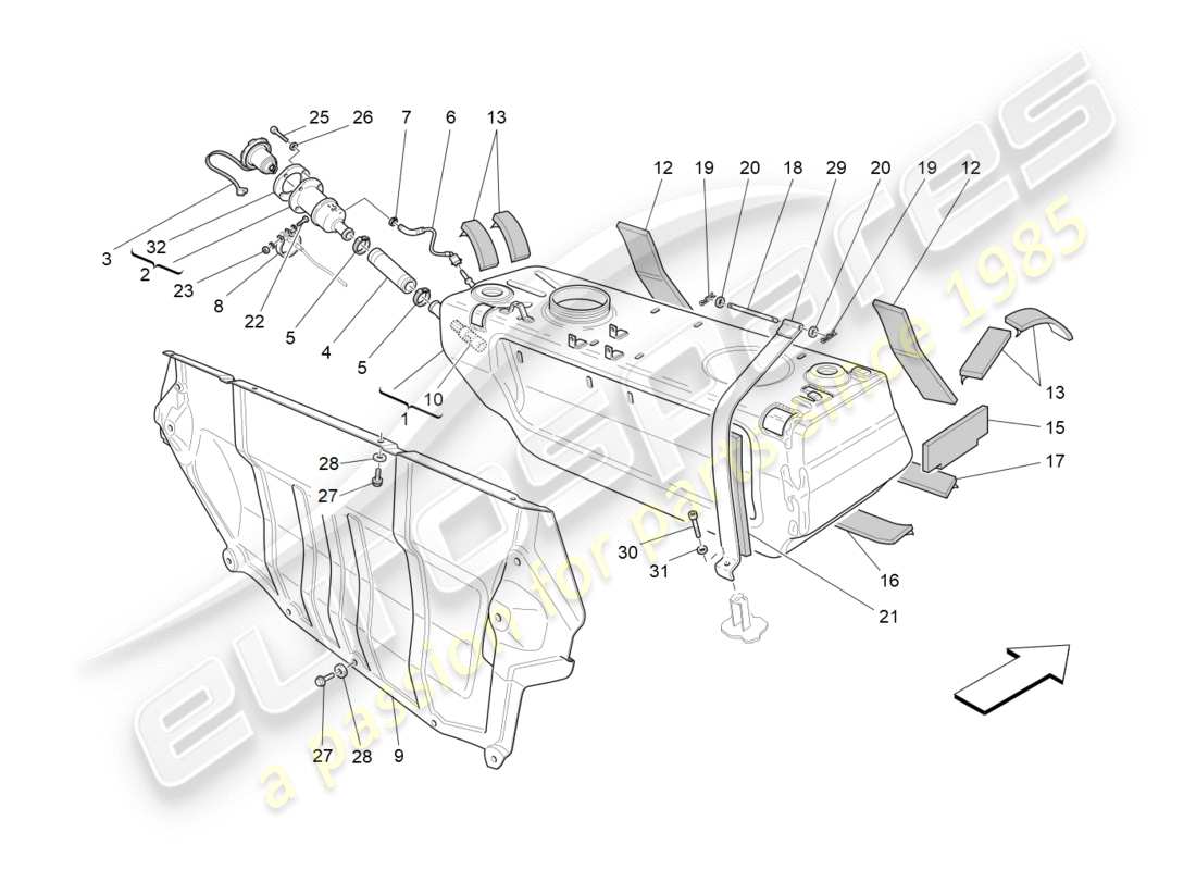 maserati qtp 3.0 tds v6 275hp (2015) fuel tank part diagram