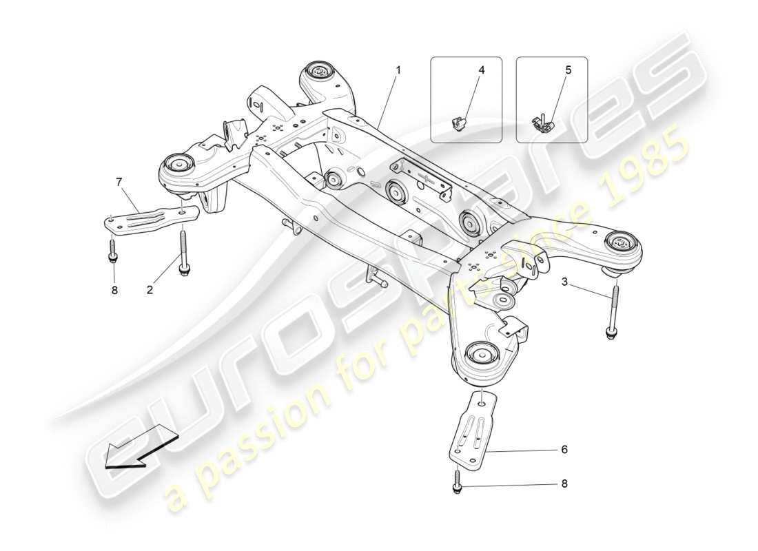 maserati qtp 3.0 bt v6 410hp (2014) rear chassis part diagram