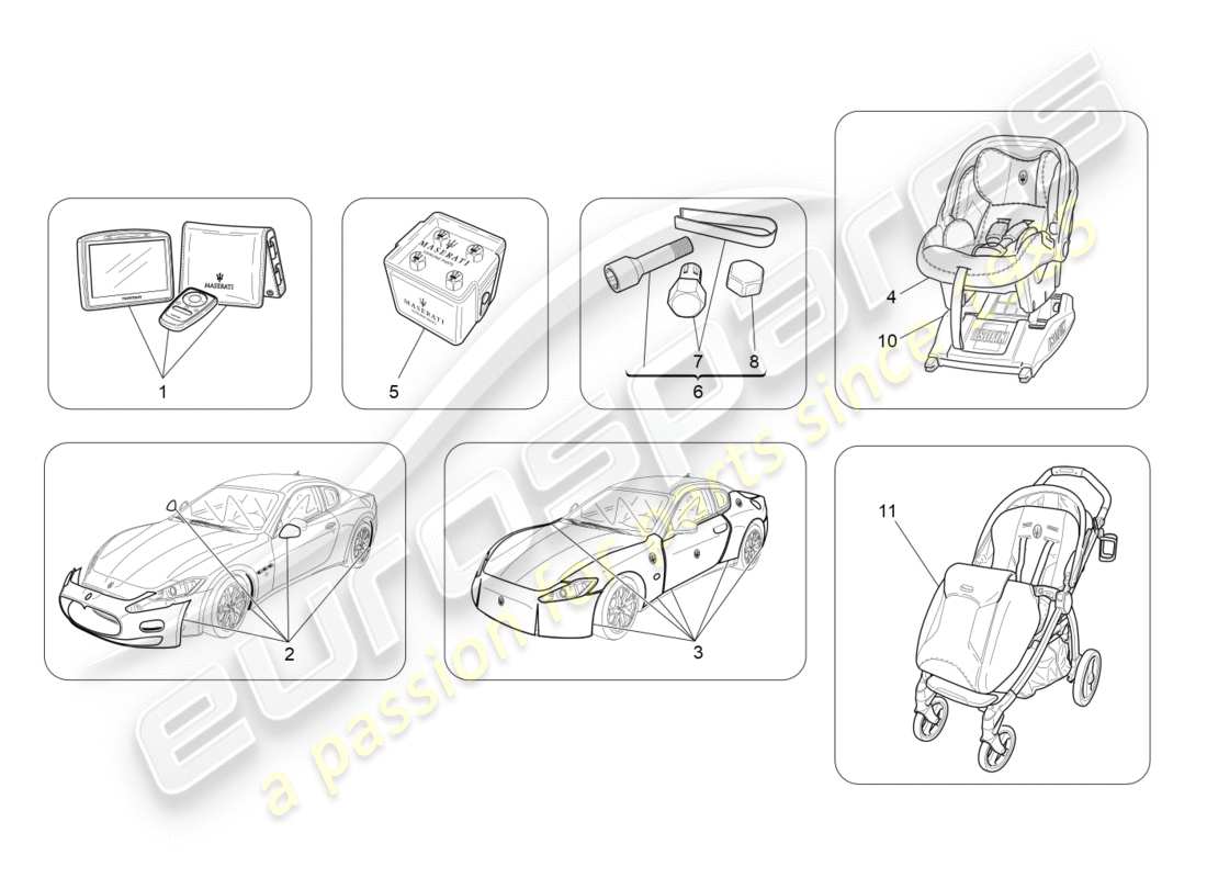 maserati granturismo (2009) after market accessories part diagram